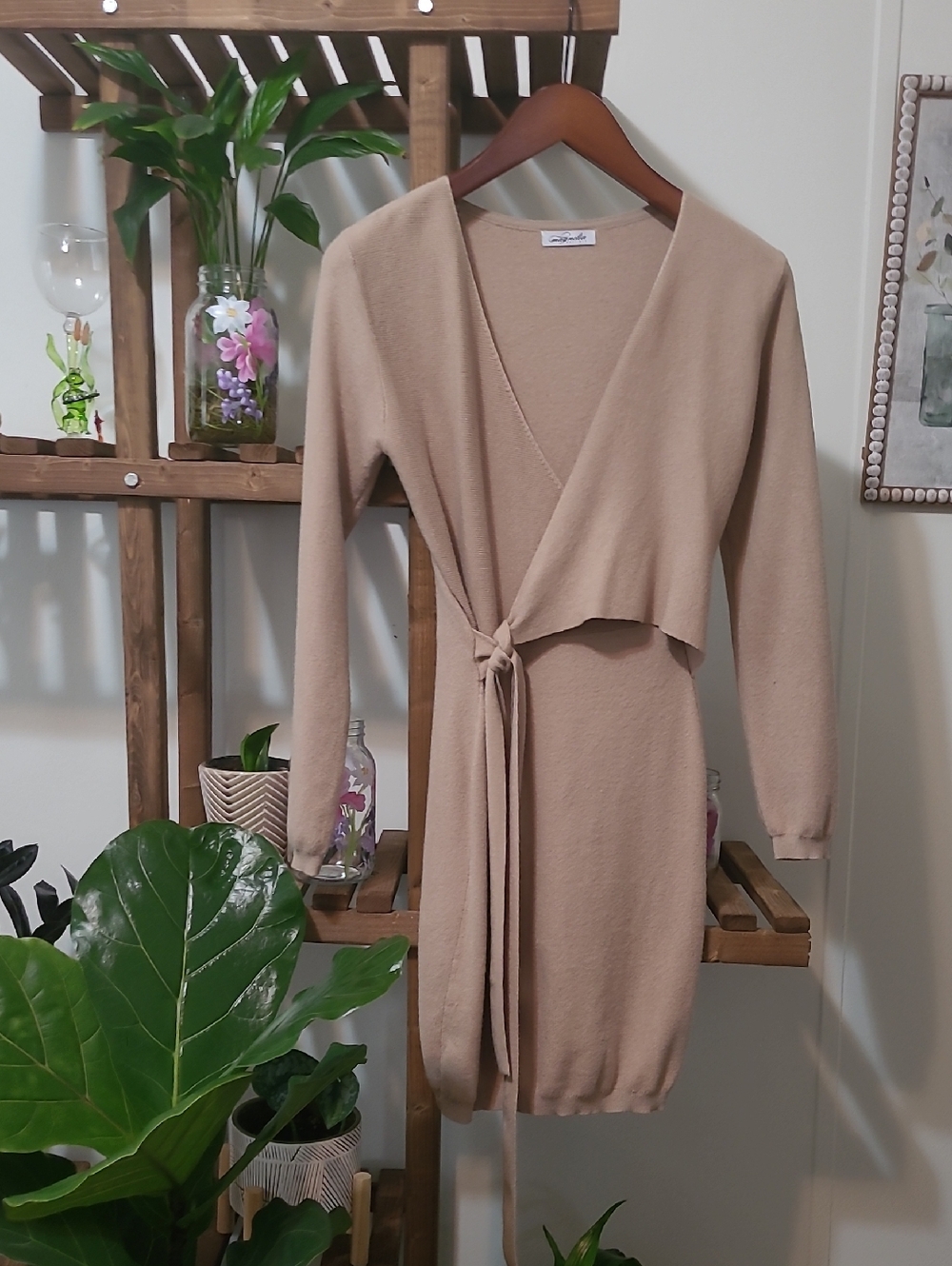 Magnolia Boutique Tan Knit Wrap Dress